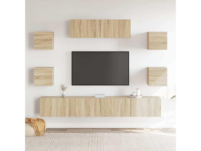  Ensemble de meubles tv 7 pcs chêne sonoma bois d'ingénierie shl49467  - Conforama C
