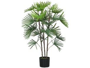 Palmier artificiel de 90 cm avec 24 feuilles en plastique vert, pot de ø16,5 x 13,5 cm