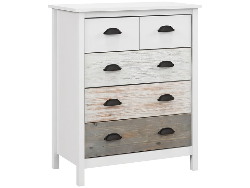 Commode de rangement en mdf avec 5 tiroirs blanc chicfurn  - Conforama A
