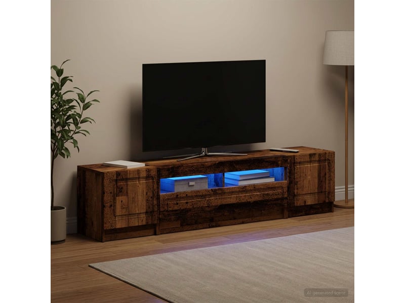  Meuble tv - banc tv - meuble de rangement led utrecht 3 pcs bois ancien bois d'ingénierie  - Conforama B