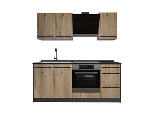 Vicco cuisine, chêne artisananthracite, 180cm sans plan de travail