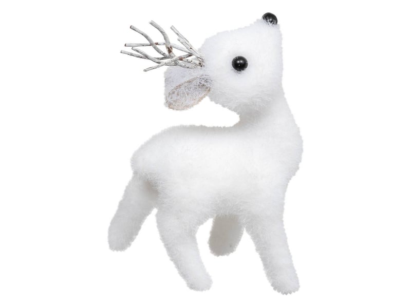  Sujet renne floqué polystyrène avec bois h.12cm  - Conforama E