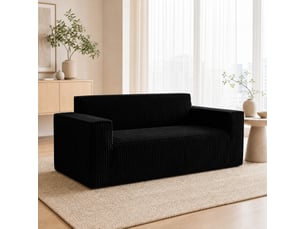 Canapé droit compressé fixe <strong>ELVMI</strong> <strong></strong> 2 places Velours côtelé noir