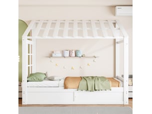 Lit cabane 90x200 cm coloris blanc
