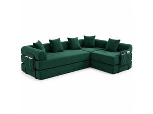 Canapé modulable modenvie 4 places en velours côtelé vert émeraude 270 x 180 x 64 cm