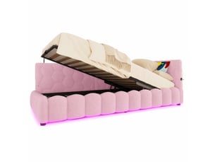 Lit coffre 90x200 cm ULQENI   coloris rose