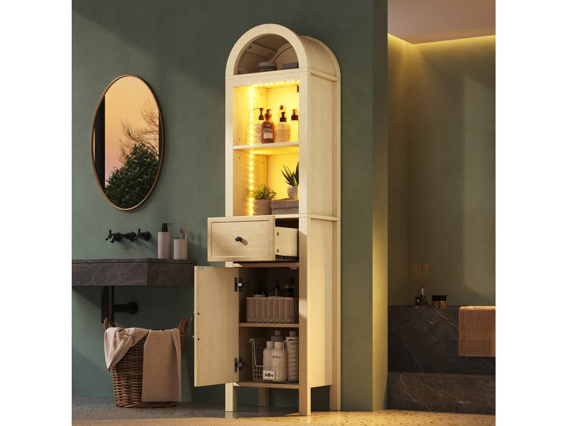  Colonne de salle de bains 40x30x163 cm mdf naturel avec led rgb  - Conforama B