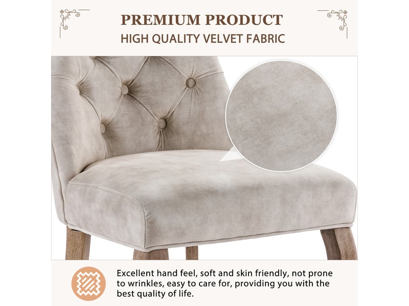  Lot de 6 chaises de salle à manger en velours beige clair WF297932AAJ-6 - Conforama D