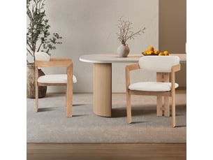 Lot de 2 chaises de repas en tissu beige pieds en chêne massif clair