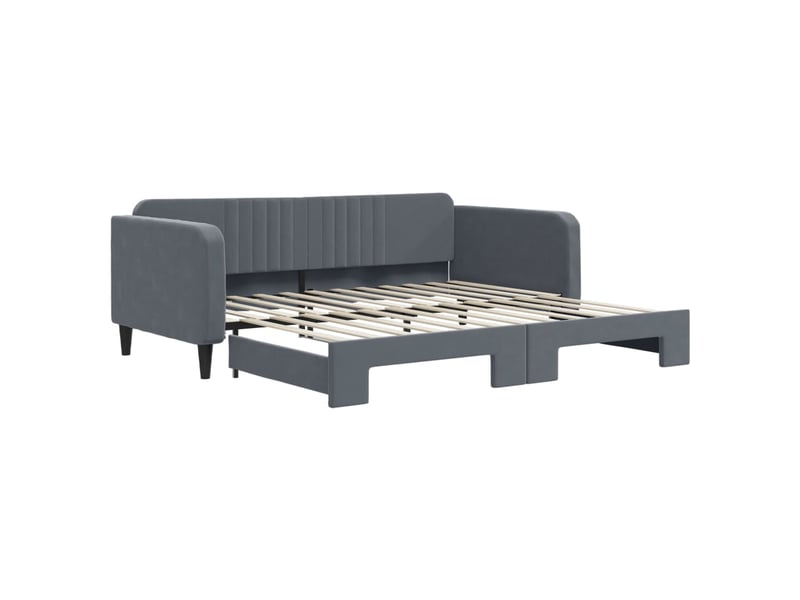 Lit simple- lit adulte - lit de jour avec gigogne sans matelas gris foncé 100x200 cm - Conforama A