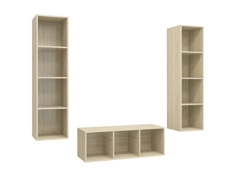  Ensemble de meubles tv 3 pcs chêne sonoma bois d'ingénierie shl88429  - Conforama A