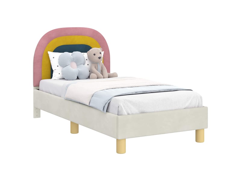 Lit simple- lit adulte - cadre de lit pour tout-petit avec tête de lit crème 70 x 140 cm - Conforama A