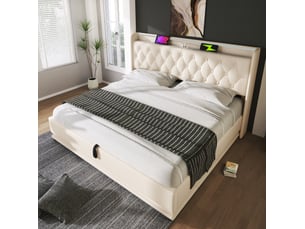 Lit avec rangement 180x200 cm ELVMI coloris blanc