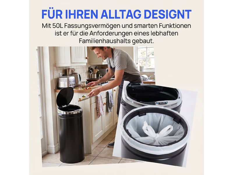  Poubelle automatique avec capteur infrarouge en métal 50 l 30,5x30,5x81,5 cm  - Conforama E