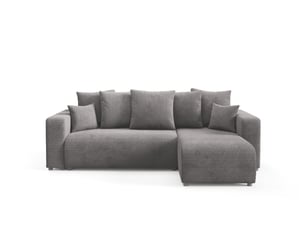 Canapé d'angle réversible convertible   4 places Velours gris avec coffre de rangement