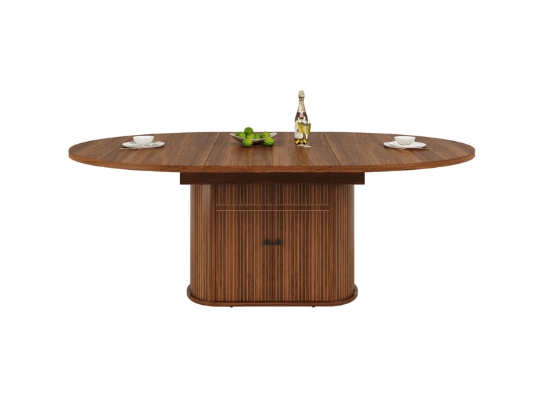  Table à manger extensible avec rangement 118 à 158 cm, mdf marron foncé  - Conforama A