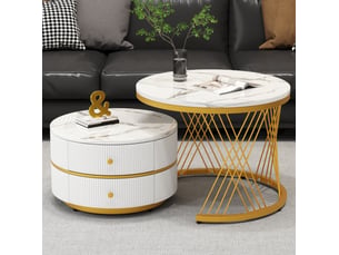 Table basse rond(e) coloris blanc <strong>HAUSS SPOLE</strong> <strong></strong> - 60 cmx50 cm