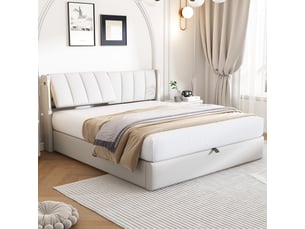 Lit coffre 140x190 cm <strong></strong> <strong></strong> coloris blanc