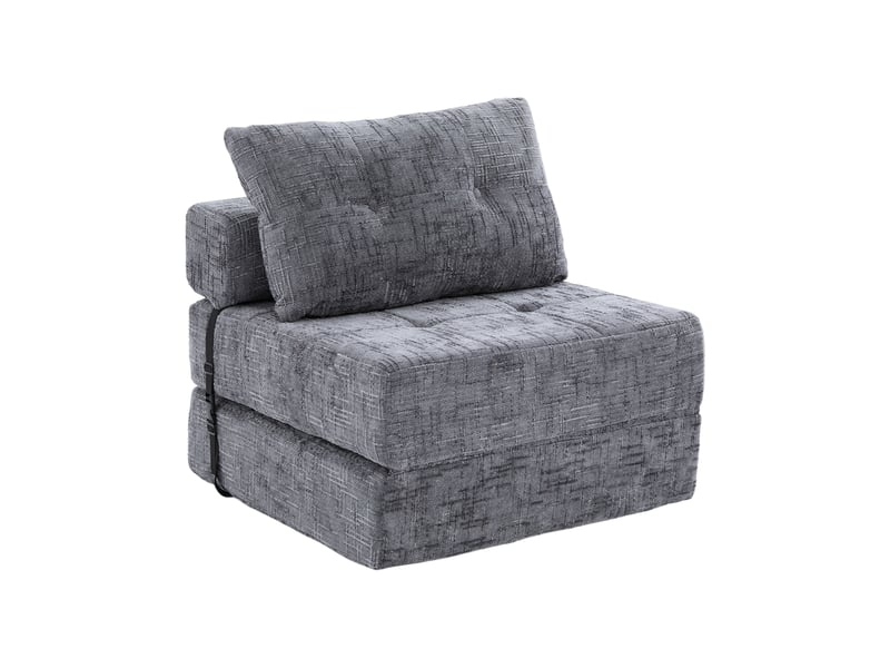  Canapé droit convertible 1 pl tissu gris canapé gris - Conforama A