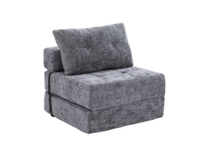 Canapé droit convertible <strong>MERAX</strong> <strong>canapé gris</strong> 1 place Tissu gris