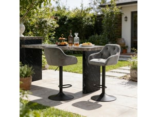 Lot de 2 tabourets de bar pivotants 360° réglables en hauteur  - dossier, accoudoirs, velours gris foncé
