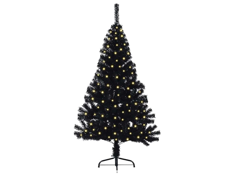  Sapin de noël - arbre de noël artificiel pré-éclairé noir 150 cm pvc  - Conforama C