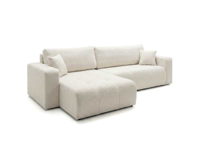  Canapé d'angle bardot max réversible convertible 5 places en tissu bouclette - blanc BARDOT - Conforama E