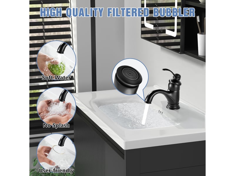  Robinet salle bain noir, rétro robinets de lavabo pour salle de bain, monocommande mitigeur lavabo en laiton, moderne robinet lave main  - Conforama E