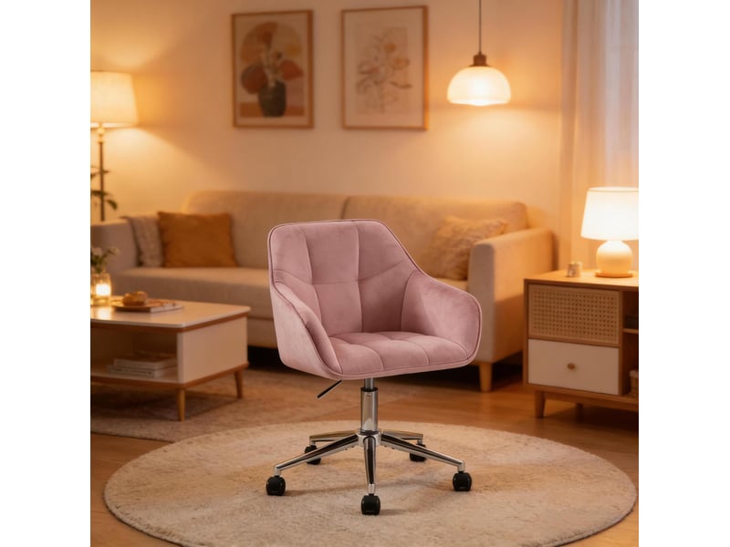  Chaise de bureau 40,5x40 cm réglable pivotante métal rose  - Conforama E