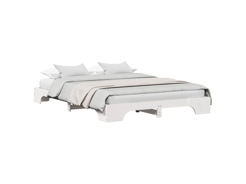 Lit double- lit adulte - cadre de lit blanc 150 x 200 cm pin massif - Conforama A