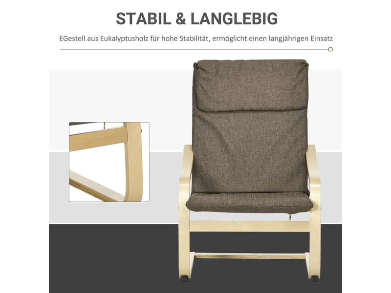  Fauteuil avec appui-tête et accoudoirs aspect lin marron et naturel 65 x 79 x 98 cm  - Conforama E