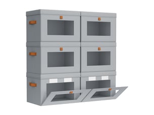 Lot de 6 bacs de rangement pliables en non-tissé gris avec fenêtre – organiseur pour vêtements et dressing