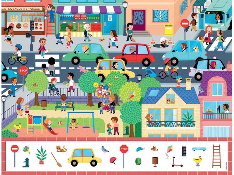  Nathan puzzle cherche et trouve 30 pieces en ville 861514 - Conforama C