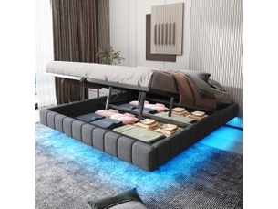 Lit coffre 160x200 cm <strong></strong>  <strong></strong> coloris gris