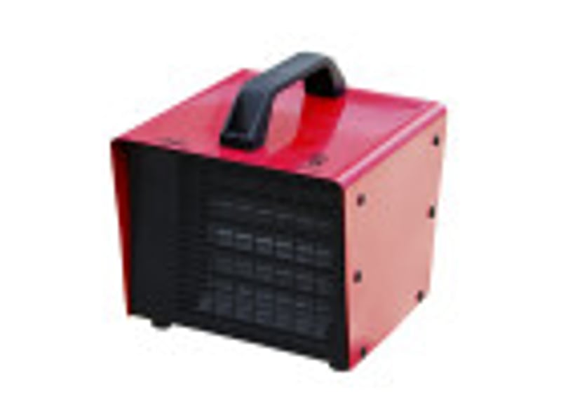  Chauffage soufflant céramique industriel ABRILA Chopo 3000 W rouge, PTC, 3 puissances, thermostat réglable et poignée 232833007 - Conforama B
