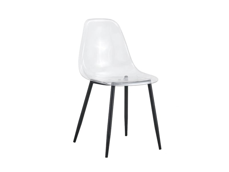  Lot de 4 chaises transparentes de salle à manger avec pieds en métal noir, assise 47 cm  - Conforama A