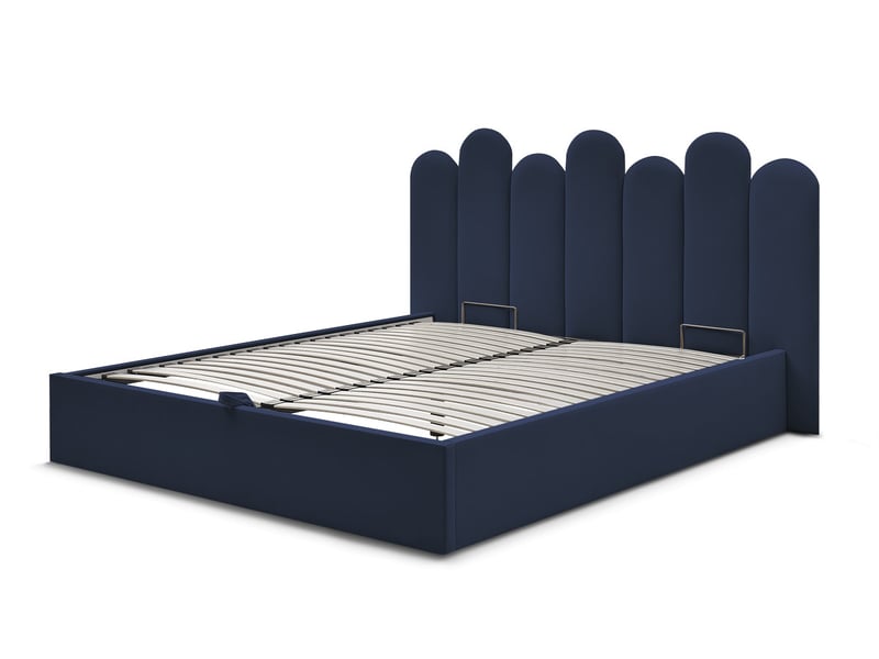  Bobochic lit coffre badja velours bleu foncé 140x190 BADJA - Conforama C