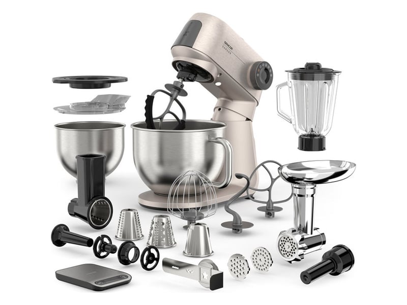  Robot multifonction 1500 w avec cuves inox 5,5 l, blender 1,5 l et hachoir 41024214 - Conforama A