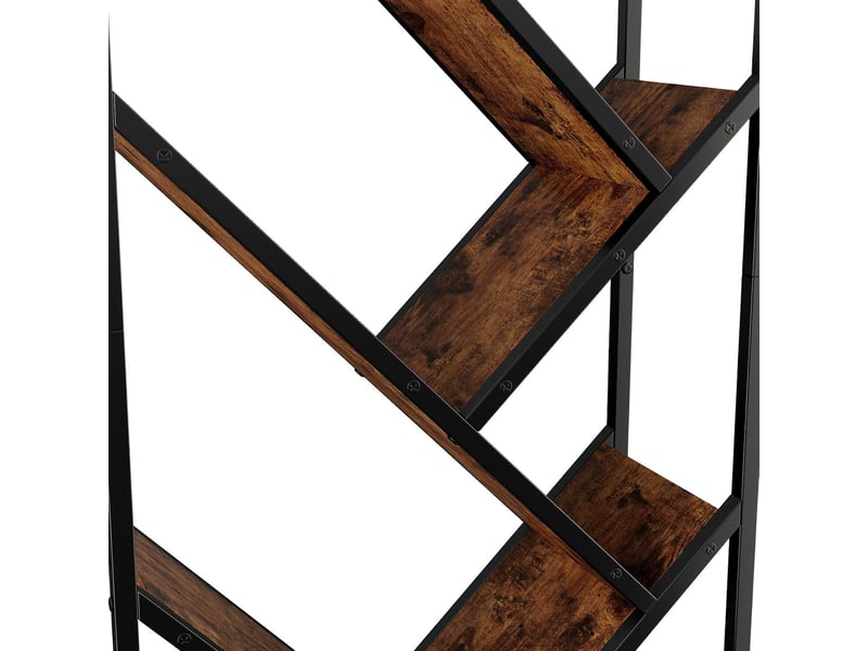  Bibliothèque forme arbre 8 niveaux en mdf et acier marron et noir 80x35x160 cm  - Conforama D