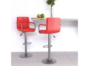 Lot de 2 tabouret de bar, chaise de bar rouge similicuir shl72794
