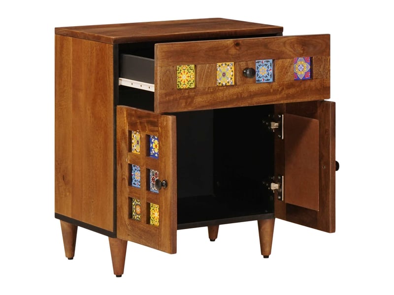  Table de chevet - cabinet de chevet - table de nuit marron 50 x 33 x 60 cm bois de mangue massif  - Conforama B