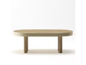 Table basse ovale avec plateau flute, en mdf, salon, 120 × 60 × 45 cm, finition bois naturel - uvrion