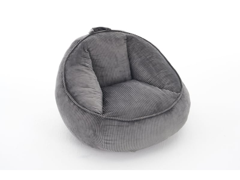  Fauteuil pouf avec dossier ergonomique et mousse à mémoire de forme, en velours côtelé gris clair, 90 × 90 × 59 cm  - Conforama A