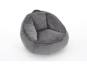 Fauteuil pouf avec dossier ergonomique et mousse à mémoire de forme, en velours côtelé gris clair, 90 × 90 × 59 cm