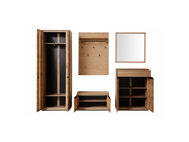  Ensemble de 5 meubles d'entrée coloris chêne sauvage  - Conforama C