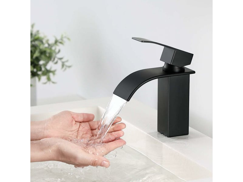  Robinet lavabo noir-mitigeur de salle de bain-robinet cascade pour vasque solide-robinetterie de super qualité (noir) QWE000823 - Conforama B