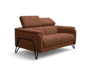 Canapé 2 places roden, tissu velours marron