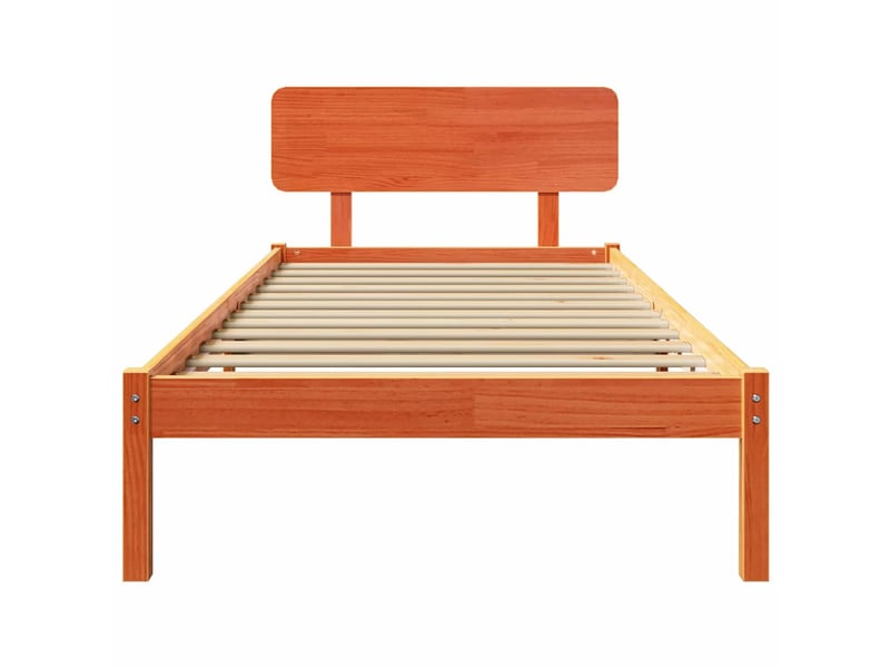 Lit simple- lit adulte - cadre de lit avec tête de lit brun 90 x 190 cm pin massif - Conforama D
