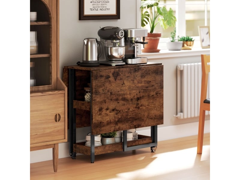  Table à manger pliante 133,4x80x75 cm marron rustique avec 2 niches  - Conforama E