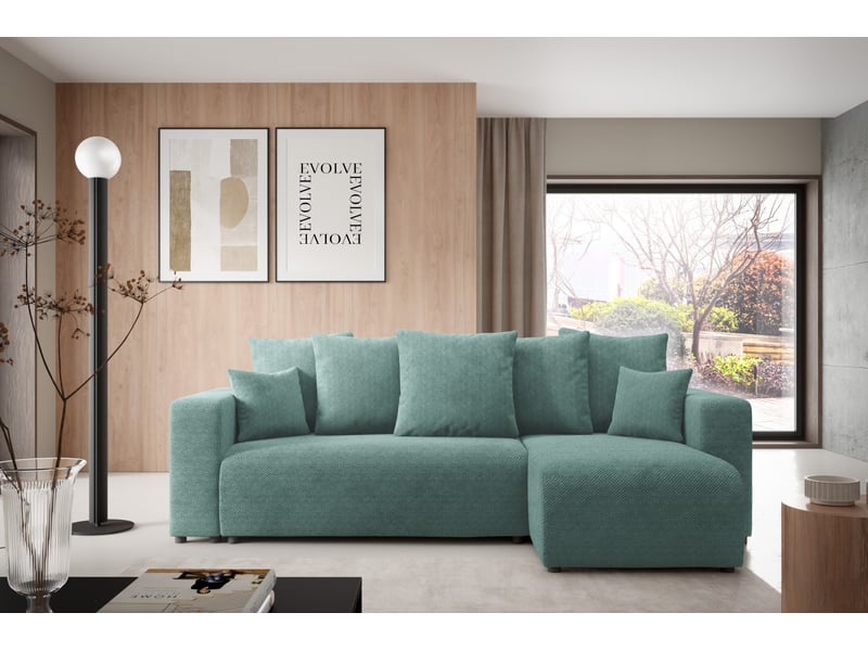 Canapé d'angle convertible evora l turquoise  - Conforama B